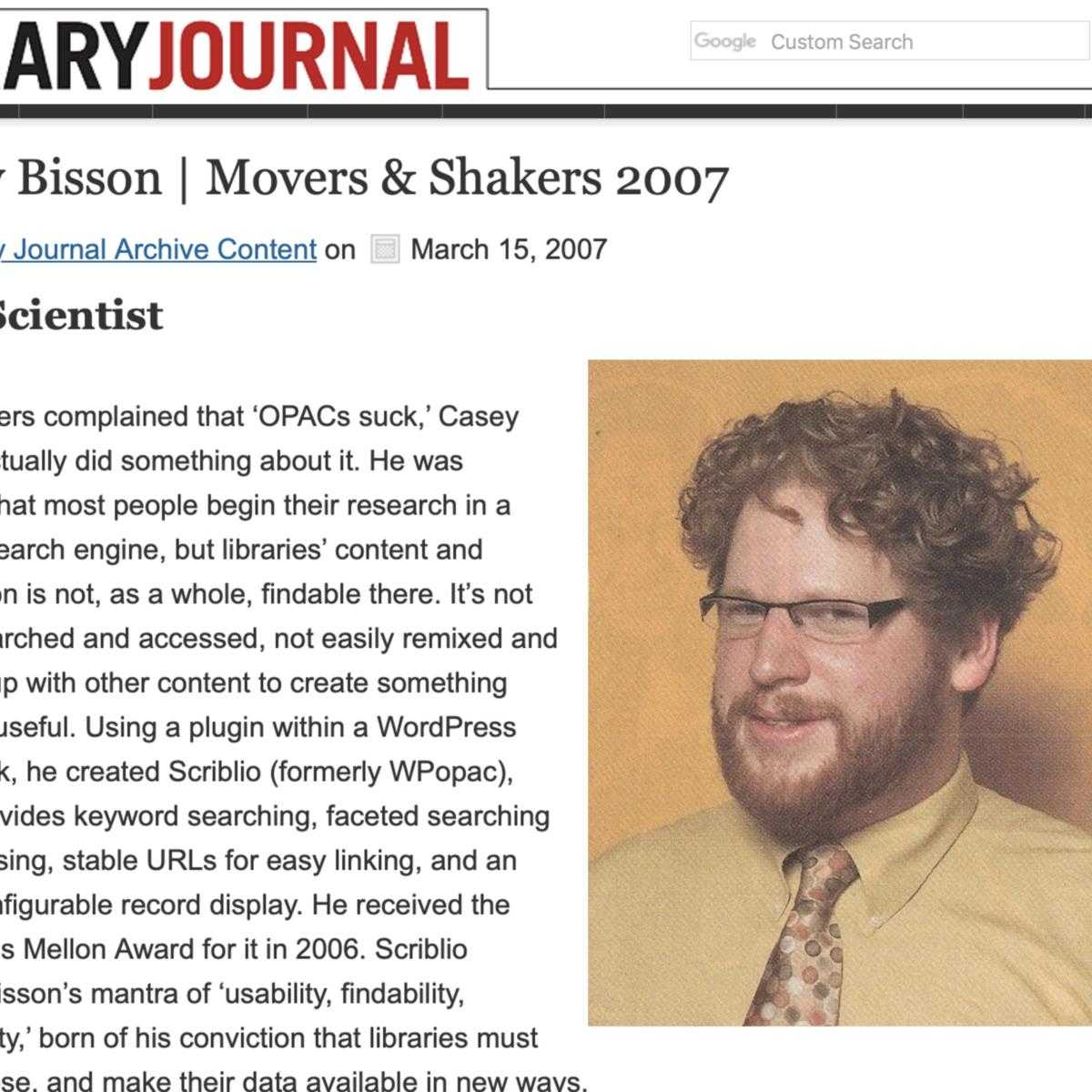Award Library Journal Movers & Shakers · Casey Bisson