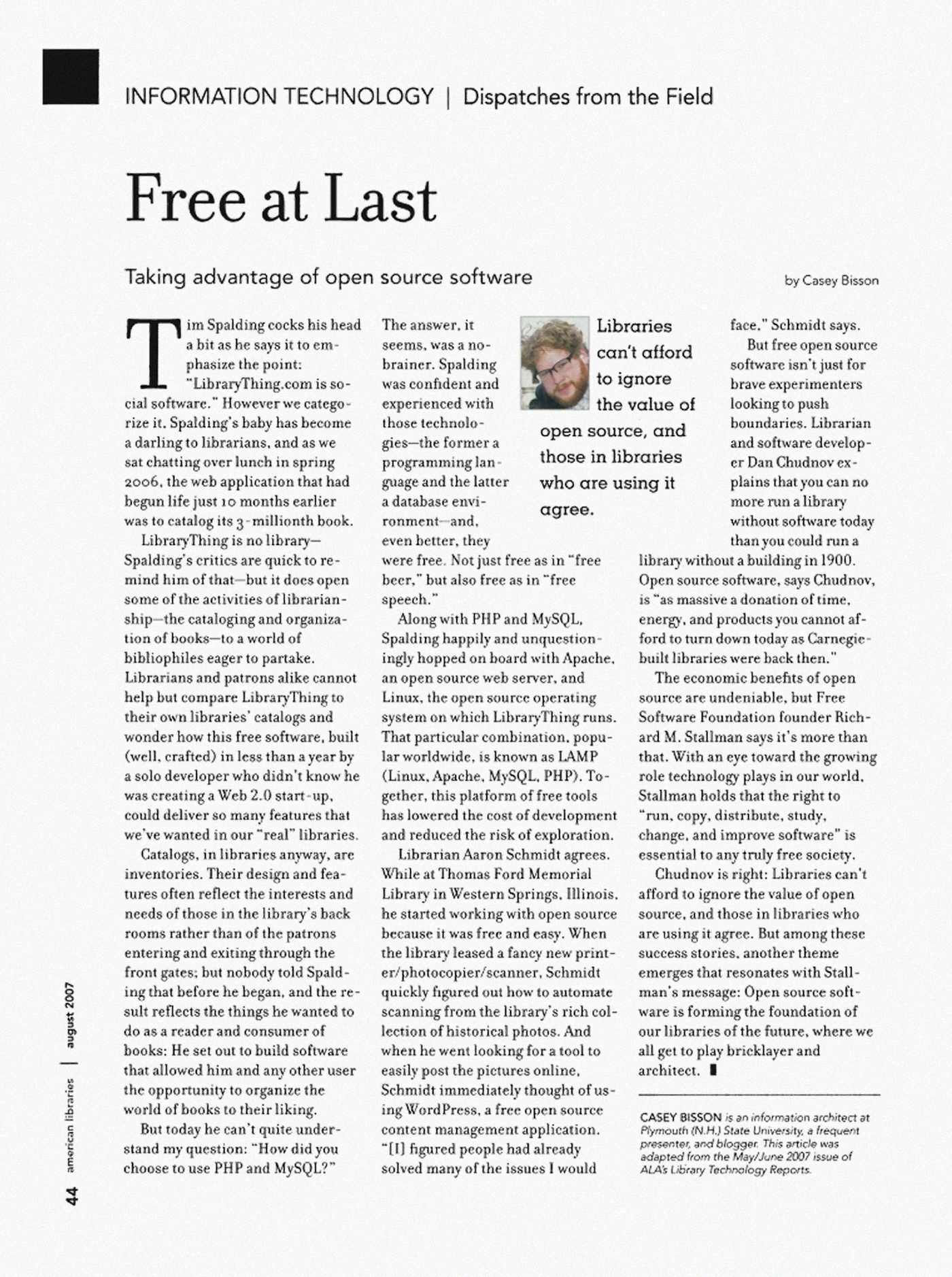 A scan of the article as it appeared in the August 2007 issue of American Libraries.
